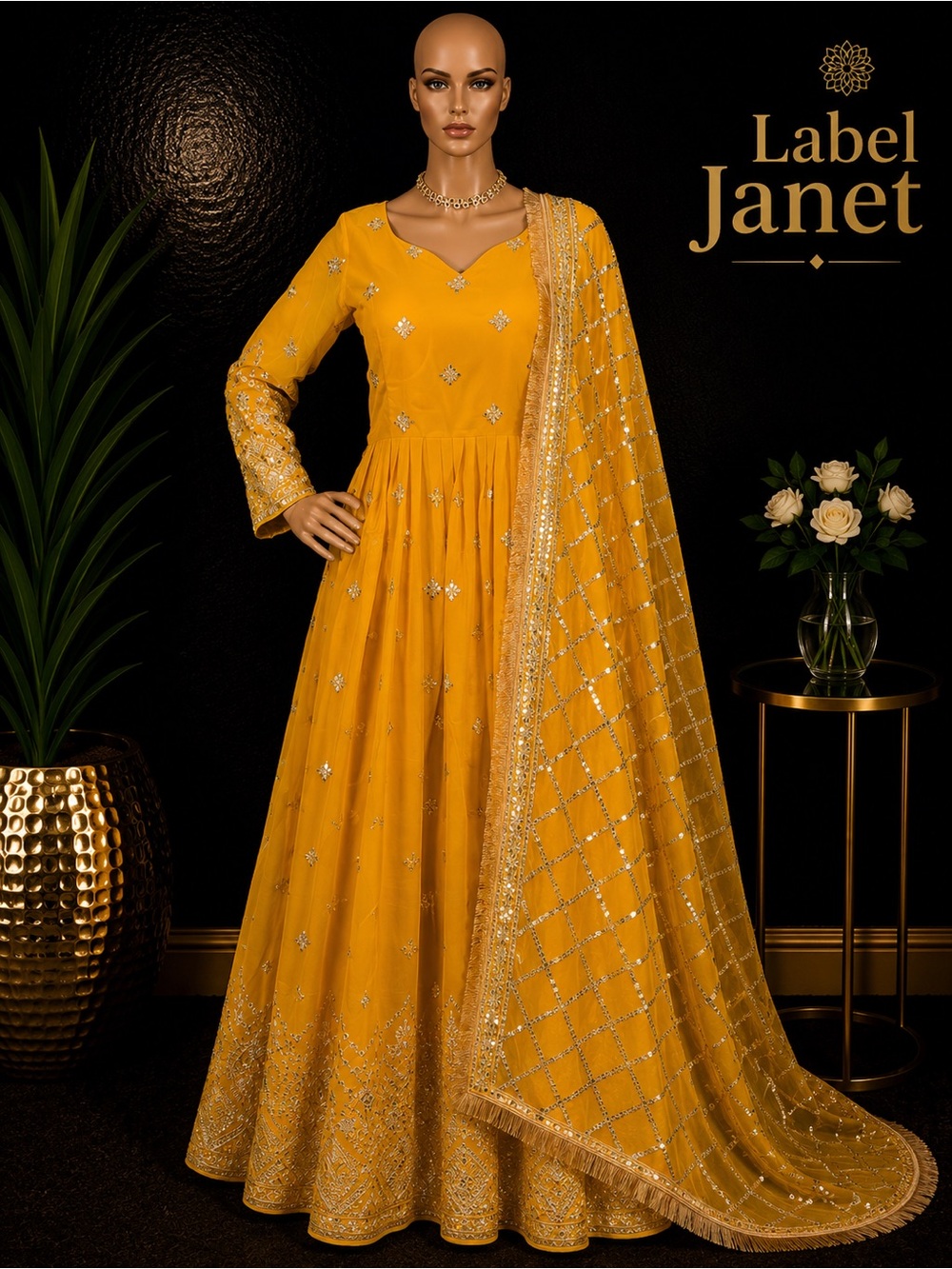 Brand new yellow ANARKALI gown for women ( M - 38”)